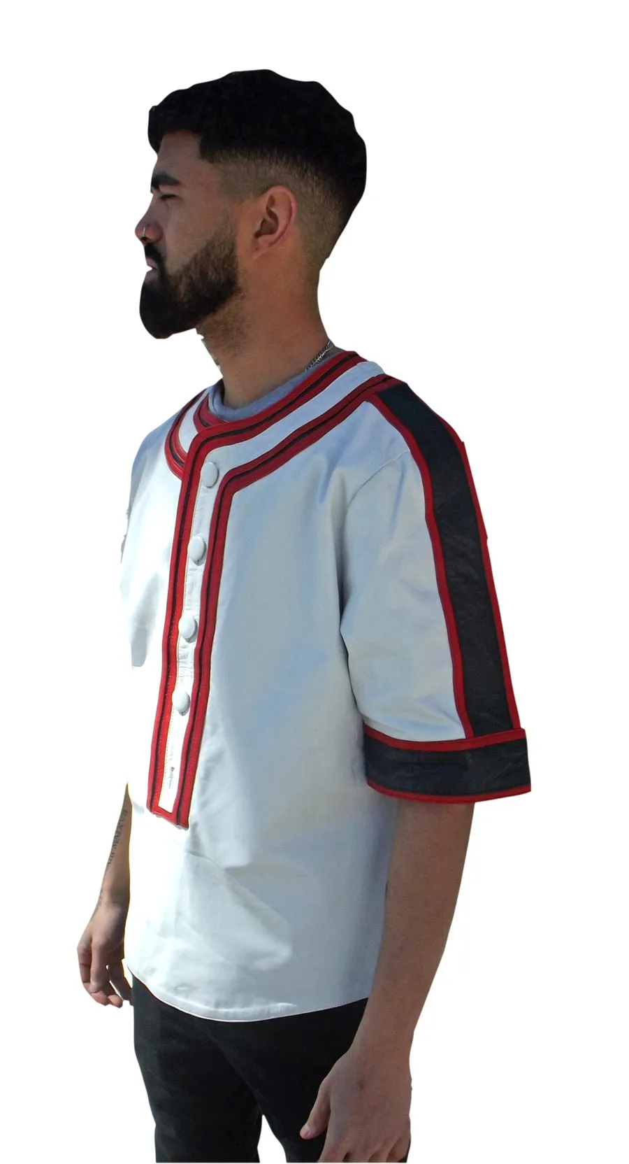 Mens Leather Baseball Jersey | Nappa Sheepskin