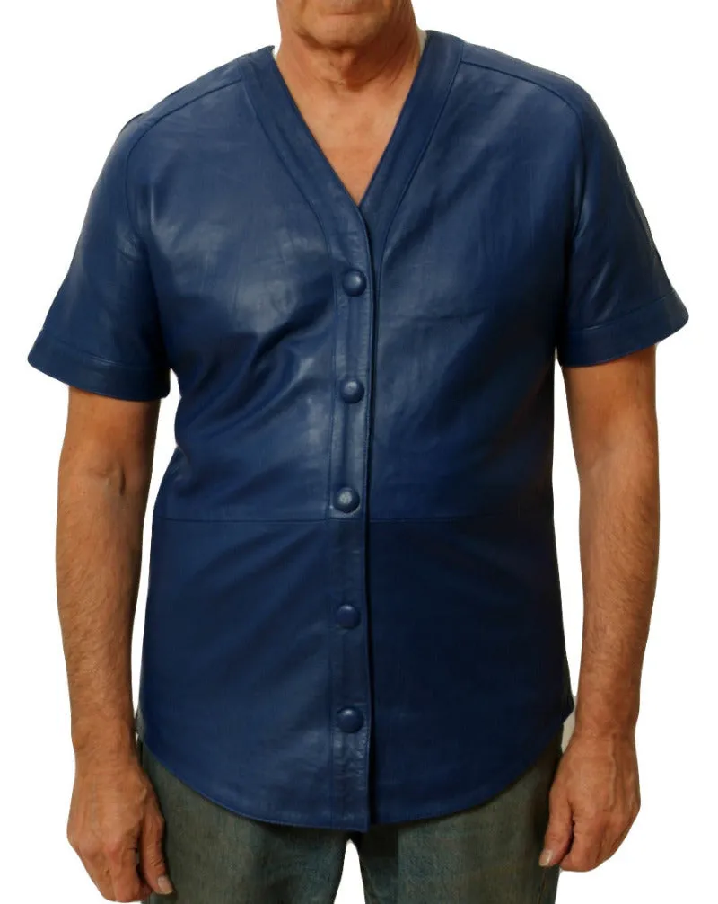 Mens Leather Baseball Jersey | Nappa Sheepskin