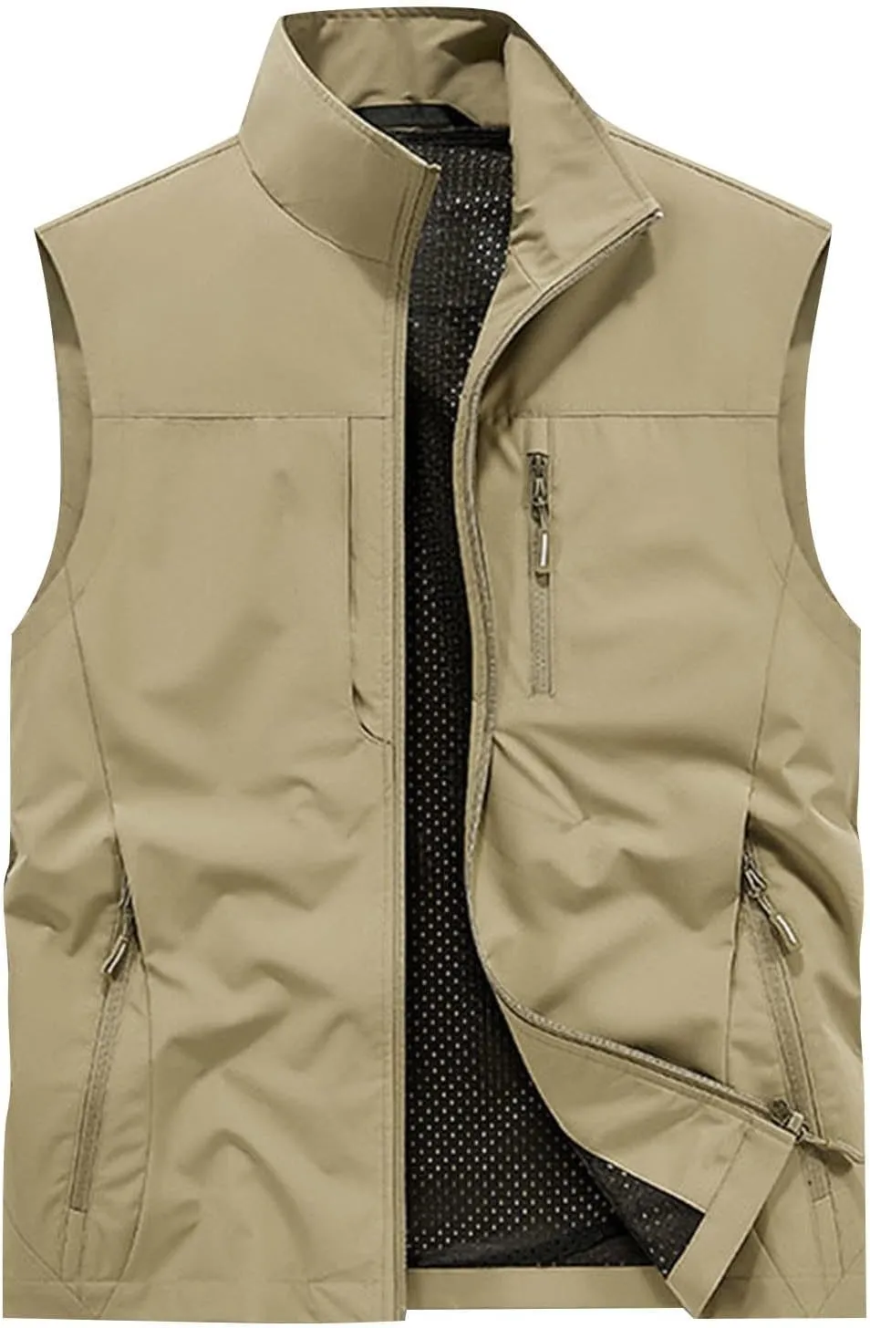 Men's Lightweight Vest Zipper Softshell Sleeveless Quick Dry Jacket Multi Pcokets Cycling Travel Hiking Running Golf
