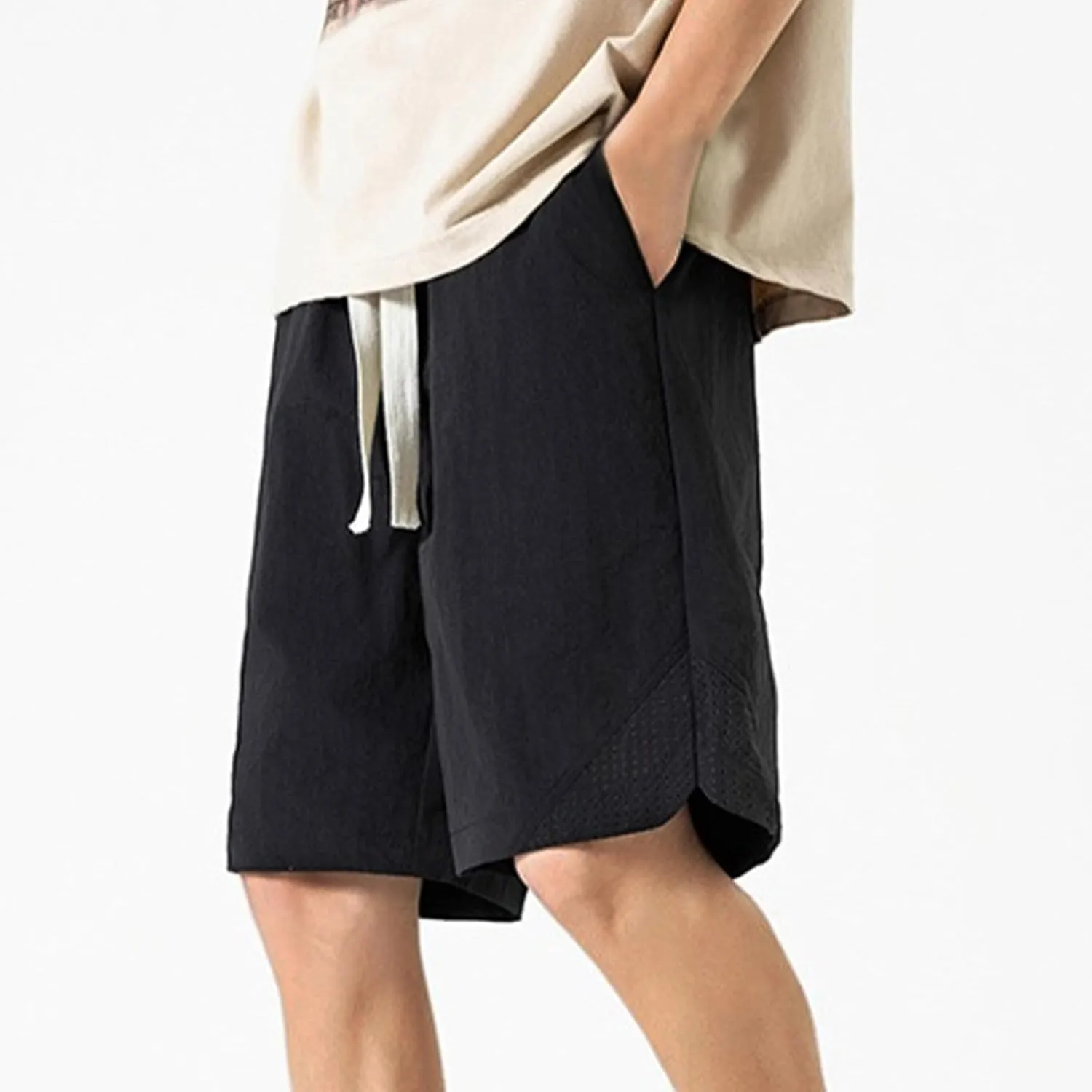 Men's Linen Shorts Cargo Elastic Waistband Drawstring Summer Casual Cotton Big & Tall Relaxed Fit Work Shorts