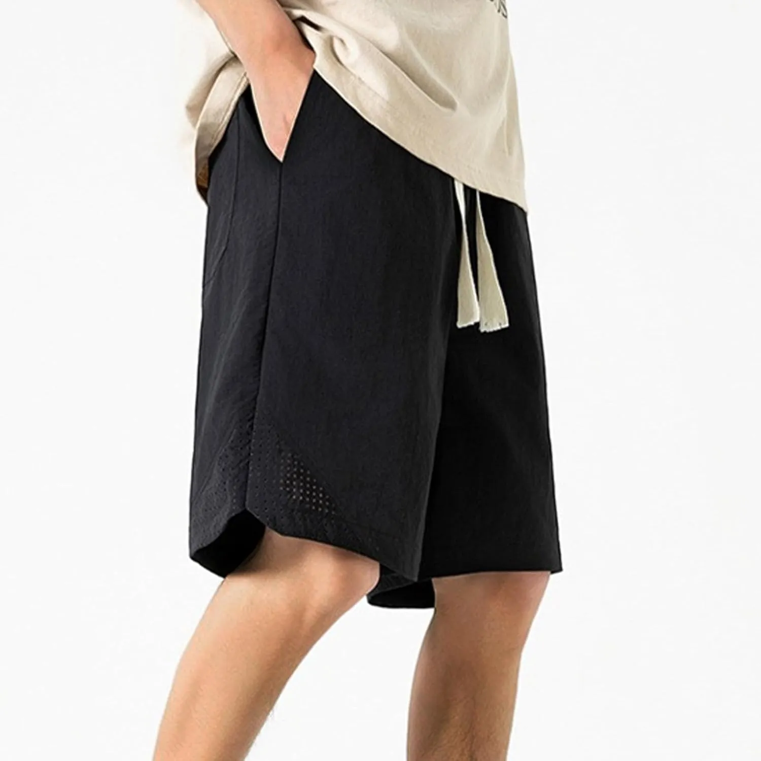 Men's Linen Shorts Cargo Elastic Waistband Drawstring Summer Casual Cotton Big & Tall Relaxed Fit Work Shorts