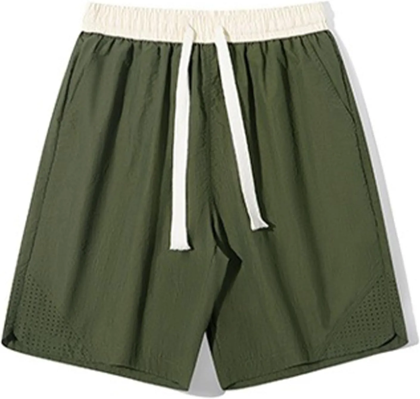 Men's Linen Shorts Cargo Elastic Waistband Drawstring Summer Casual Cotton Big & Tall Relaxed Fit Work Shorts