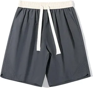 Men's Linen Shorts Cargo Elastic Waistband Drawstring Summer Casual Cotton Big & Tall Relaxed Fit Work Shorts