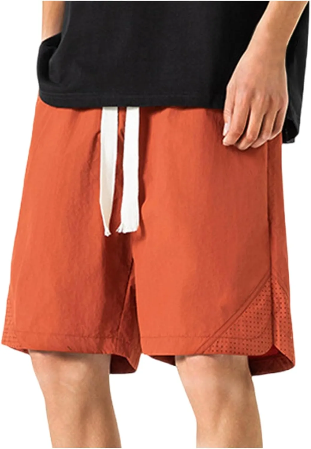 Men's Linen Shorts Cargo Elastic Waistband Drawstring Summer Casual Cotton Big & Tall Relaxed Fit Work Shorts