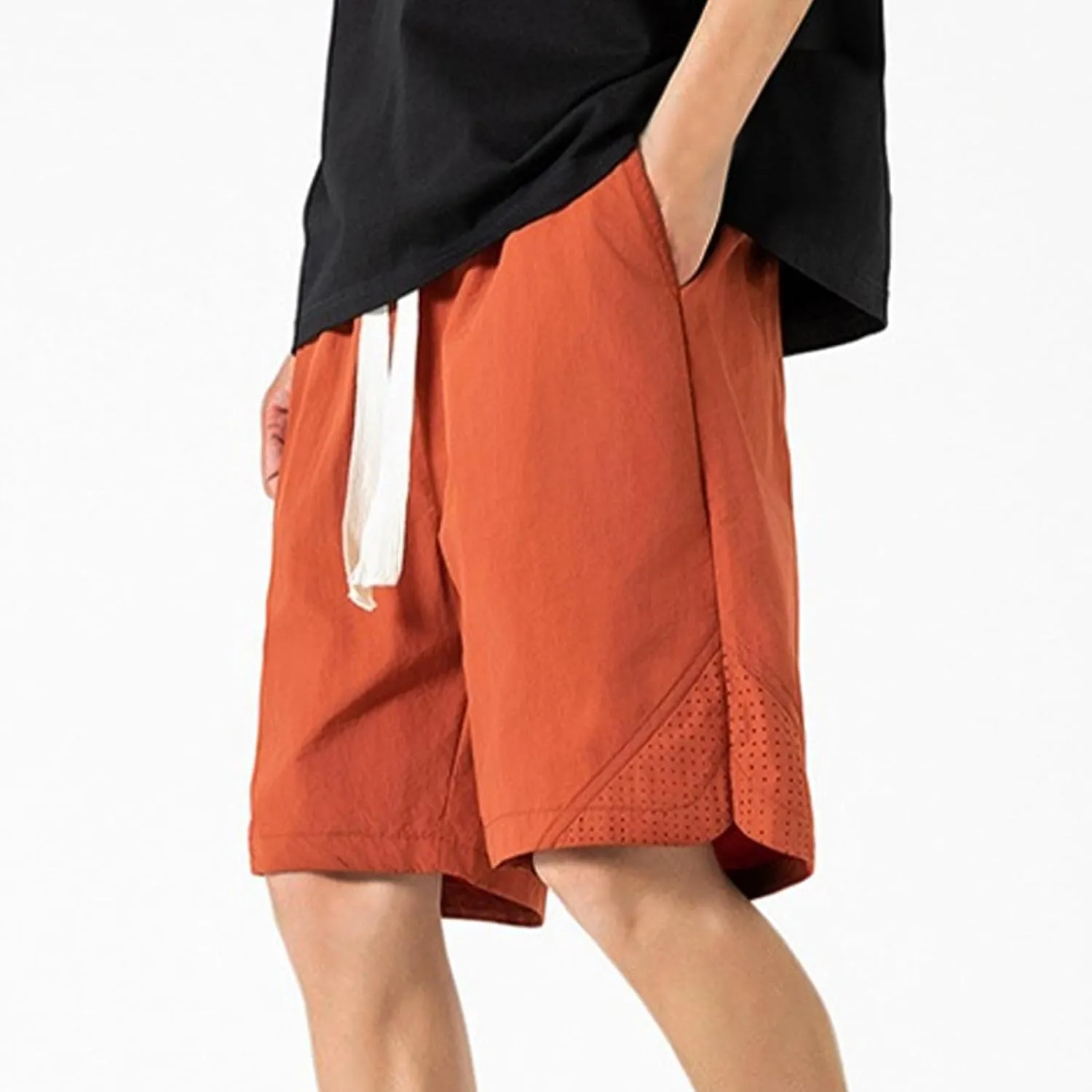 Men's Linen Shorts Cargo Elastic Waistband Drawstring Summer Casual Cotton Big & Tall Relaxed Fit Work Shorts