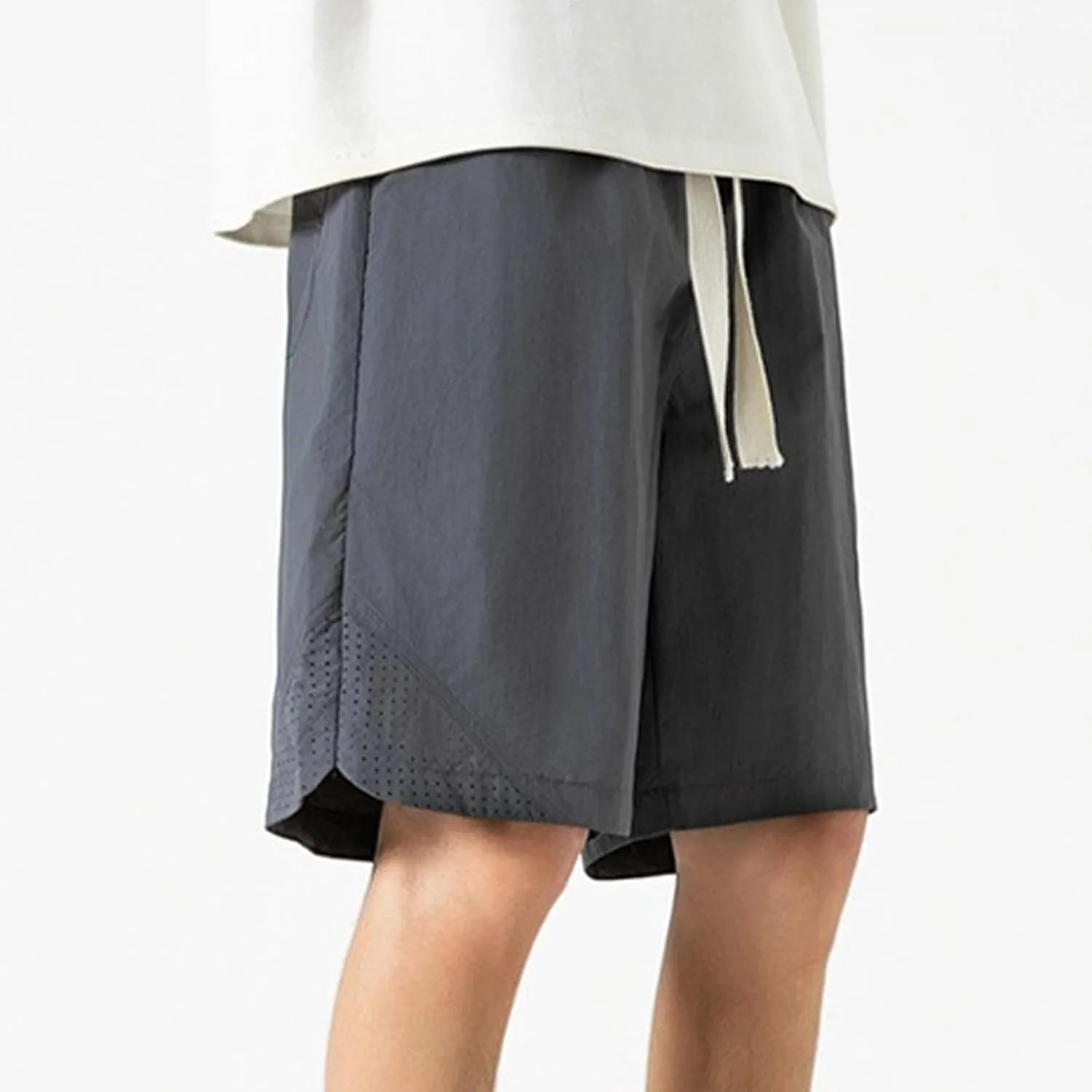 Men's Linen Shorts Cargo Elastic Waistband Drawstring Summer Casual Cotton Big & Tall Relaxed Fit Work Shorts