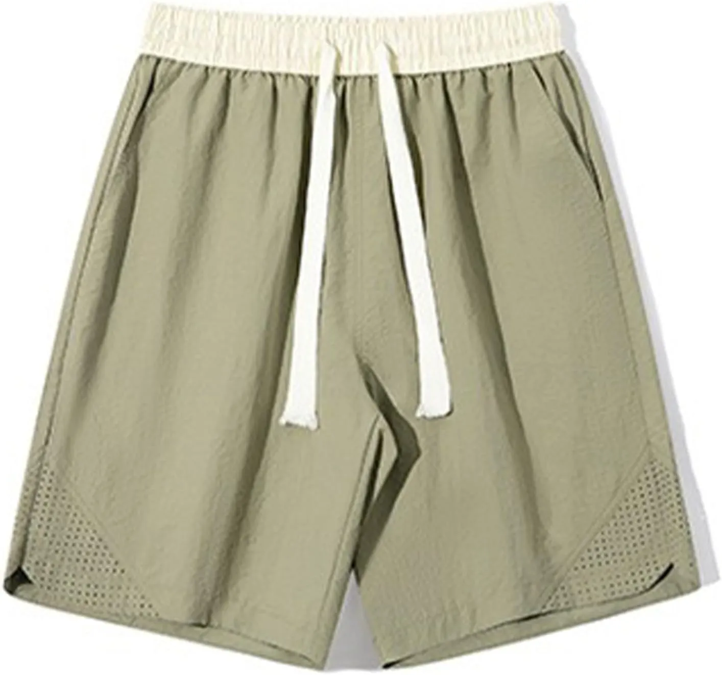 Men's Linen Shorts Cargo Elastic Waistband Drawstring Summer Casual Cotton Big & Tall Relaxed Fit Work Shorts