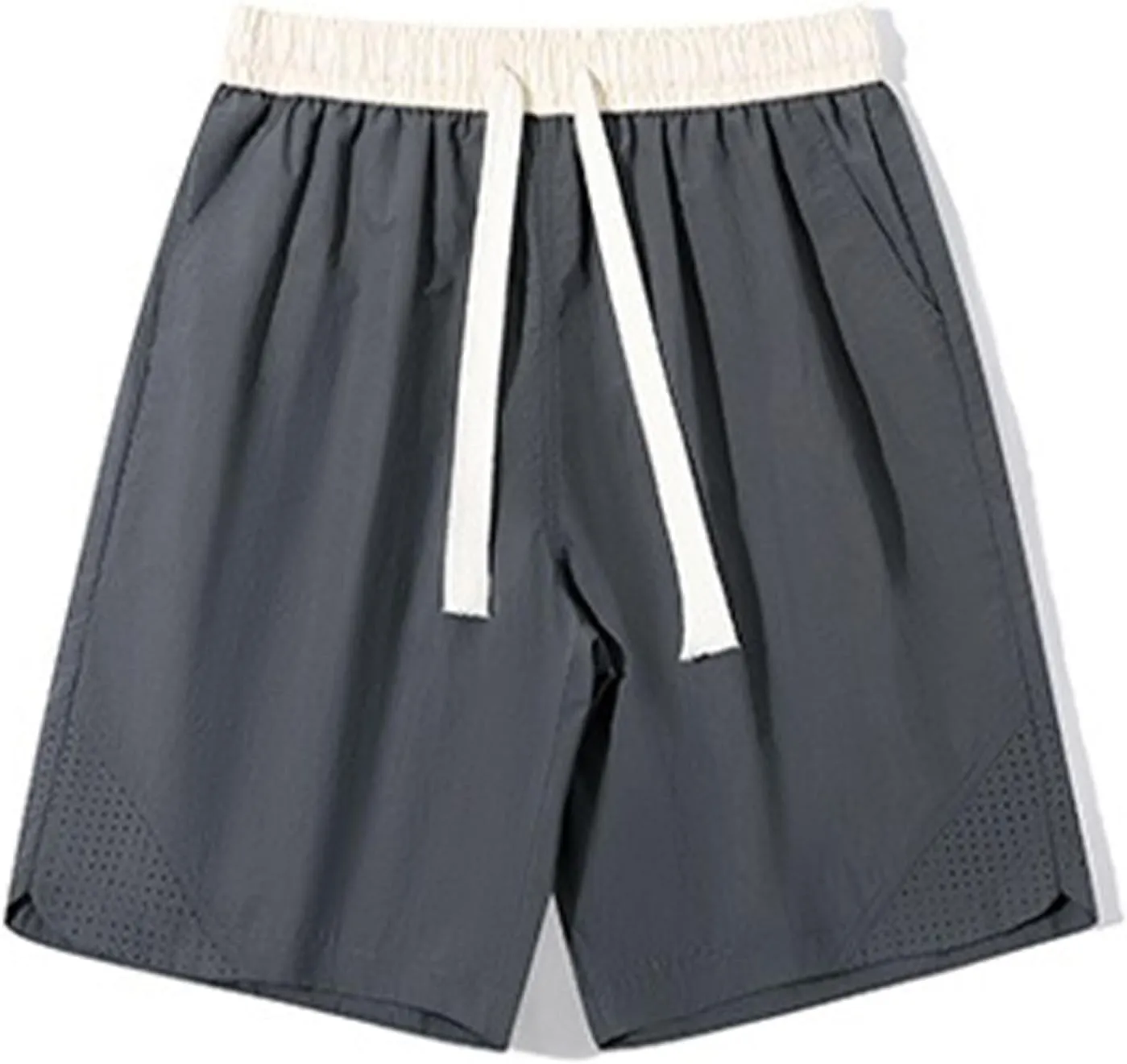 Men's Linen Shorts Cargo Elastic Waistband Drawstring Summer Casual Cotton Big & Tall Relaxed Fit Work Shorts
