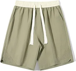 Men's Linen Shorts Cargo Elastic Waistband Drawstring Summer Casual Cotton Big & Tall Relaxed Fit Work Shorts