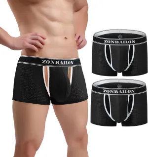 Mens Mesh Boxer Briefs Breathable Trunks Underwear