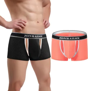 Mens Mesh Boxer Briefs Breathable Trunks Underwear