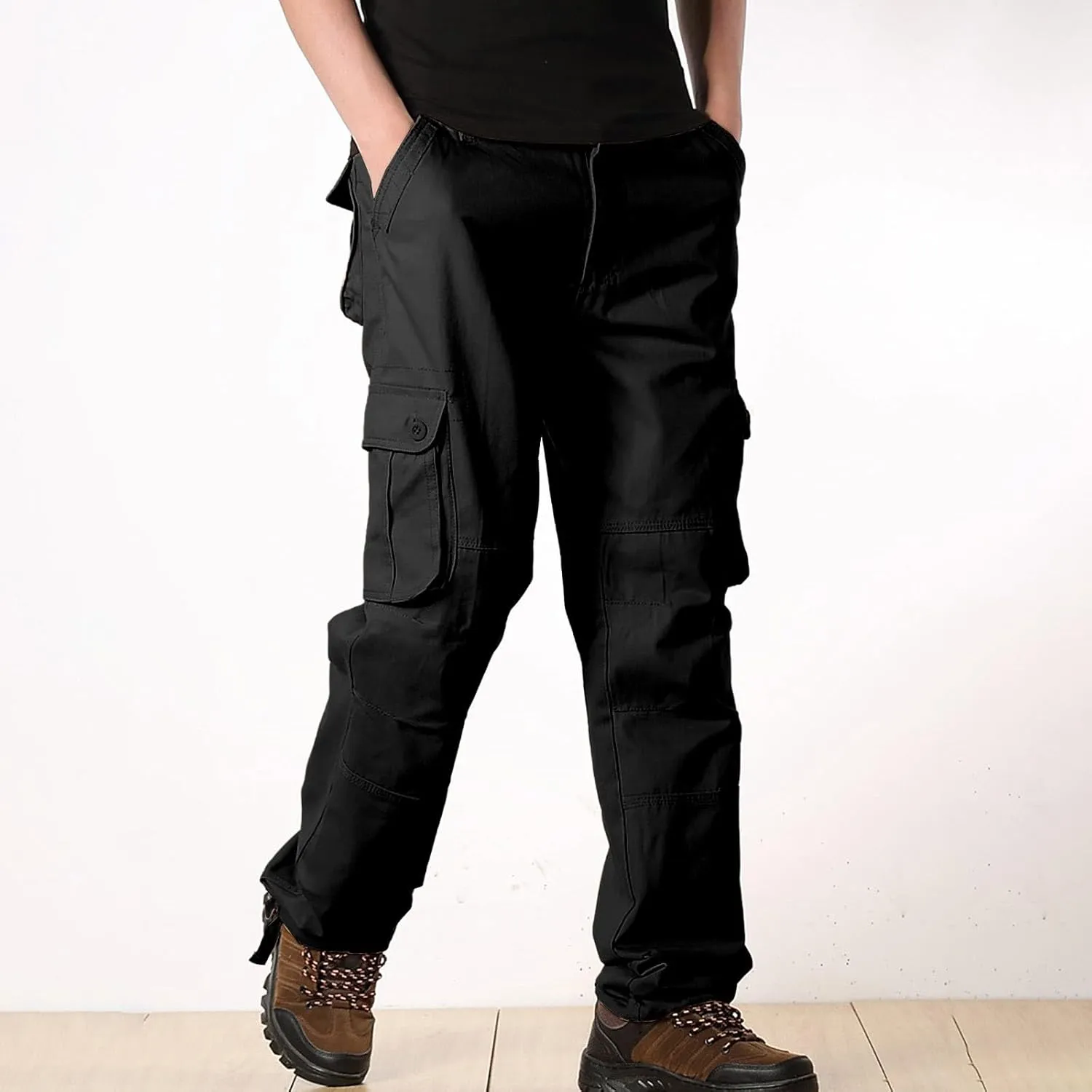 Mens Resort Wear 2025 Comfortable Tactical Cargo Hiking Pants Multi Pockets Relaxed Fit Stretch Quick Dry Work Trousers