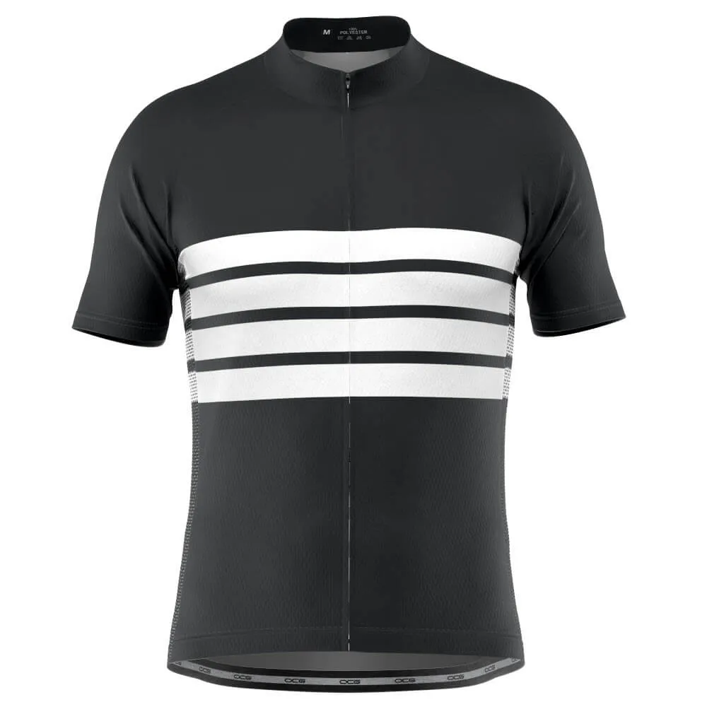 Men's Retro Four Stripe Black Short Sleeve Cycling Jersey