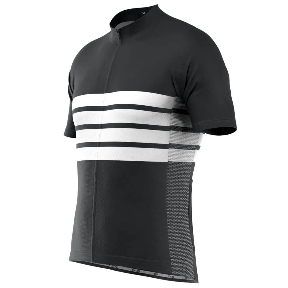 Men's Retro Four Stripe Black Short Sleeve Cycling Jersey