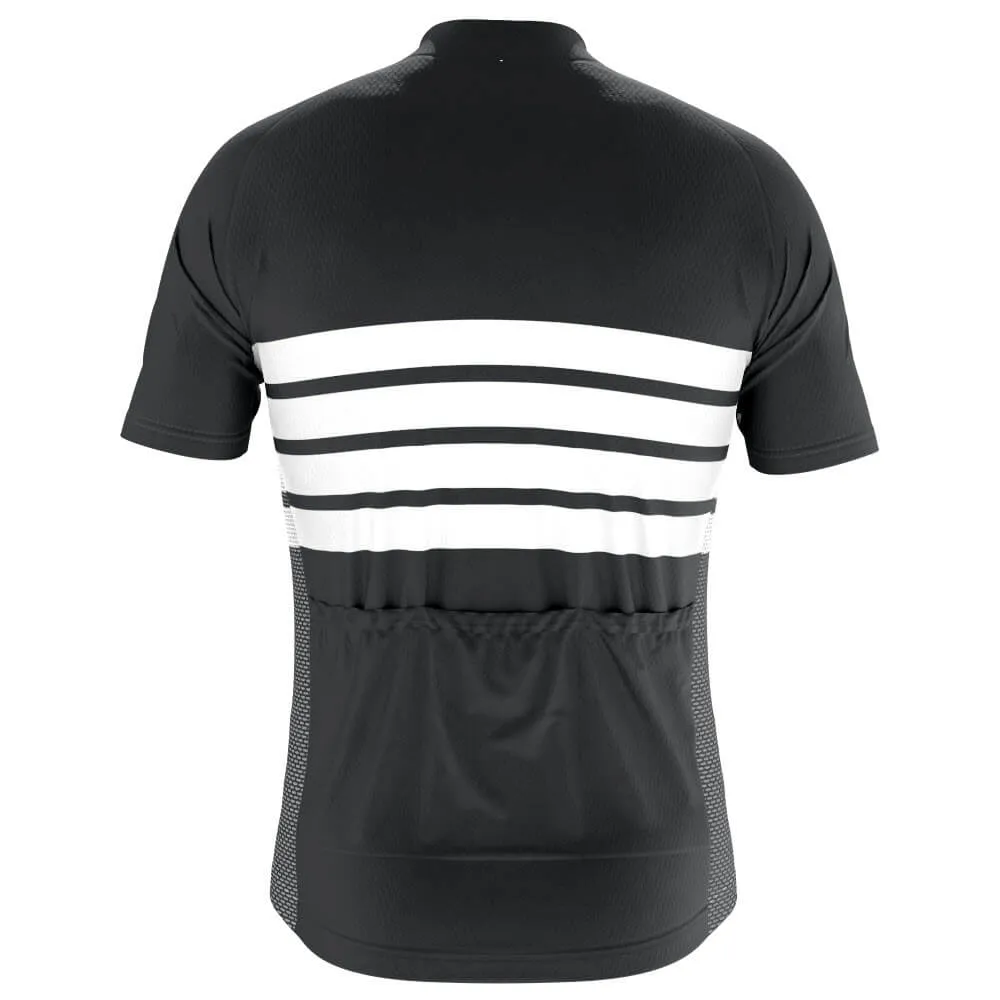 Men's Retro Four Stripe Black Short Sleeve Cycling Jersey