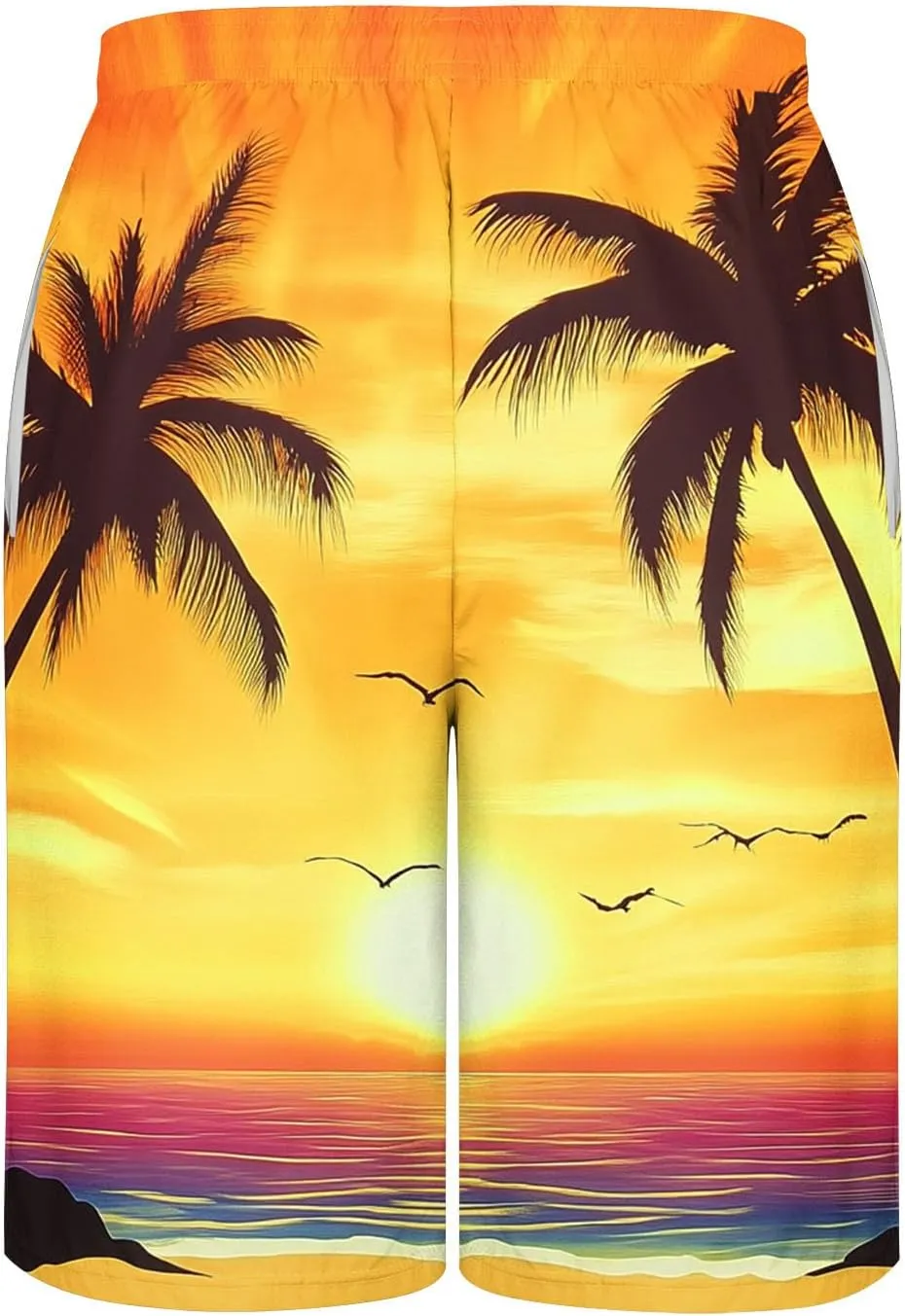 Mens Shorts Casual Cotton Linen Shorts Hawaiian Elastic Waist Short Pants Drawstring Lightweight Short Summer Shorts