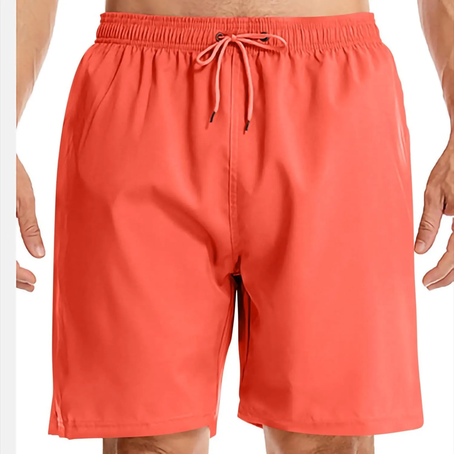 Mens Shorts Linen Shorts Casual Cotton Elastic Waist Drawstring Summer Beach Vacation Shorts with Pockets