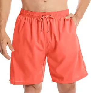 Mens Shorts Linen Shorts Casual Cotton Elastic Waist Drawstring Summer Beach Vacation Shorts with Pockets