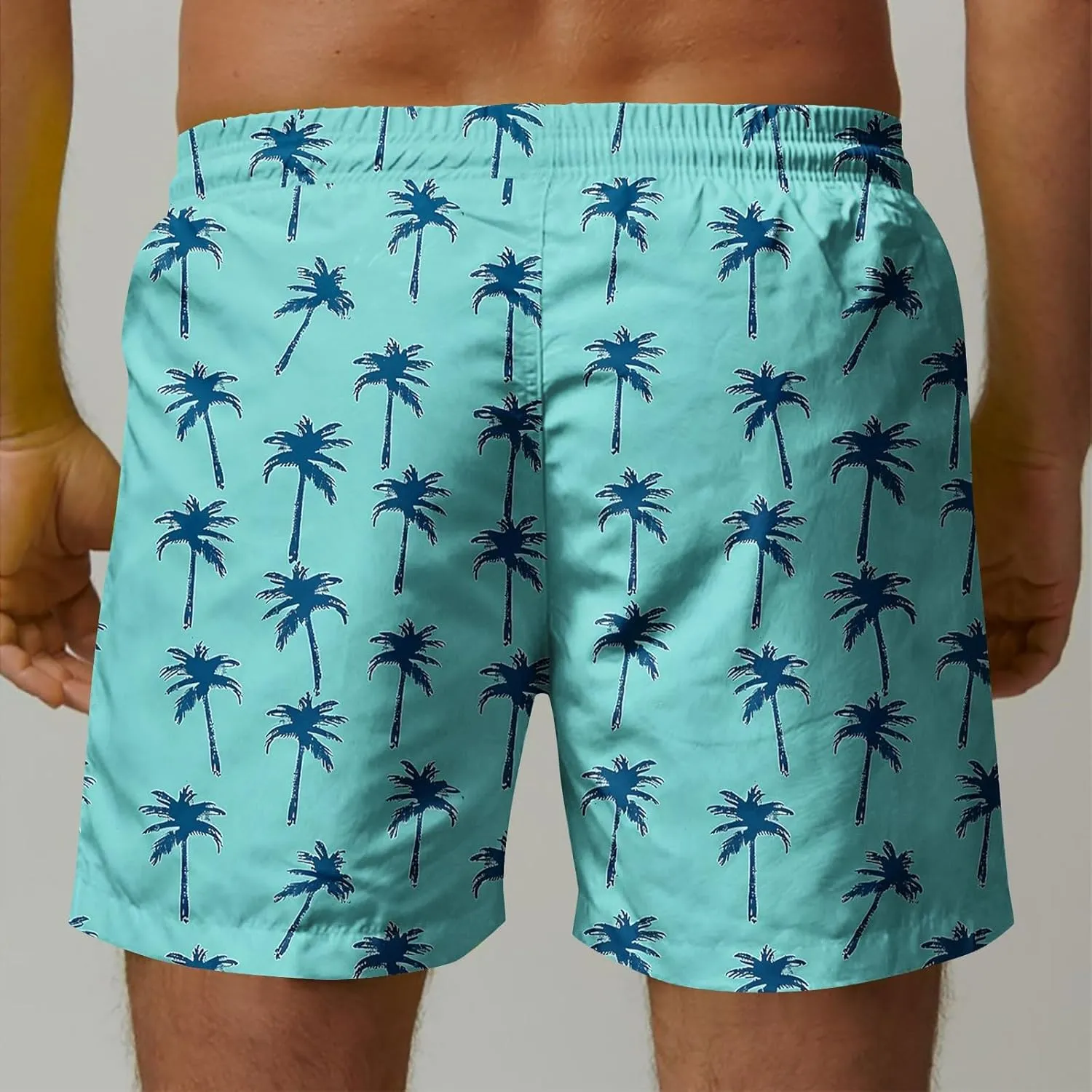 Mens Shorts Swim Trunks Mid Length Mesh Lining Beach Board Shorts with Pockets Summer Casual Elastic Waist Shorts