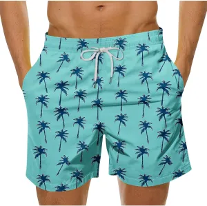 Mens Shorts Swim Trunks Mid Length Mesh Lining Beach Board Shorts with Pockets Summer Casual Elastic Waist Shorts