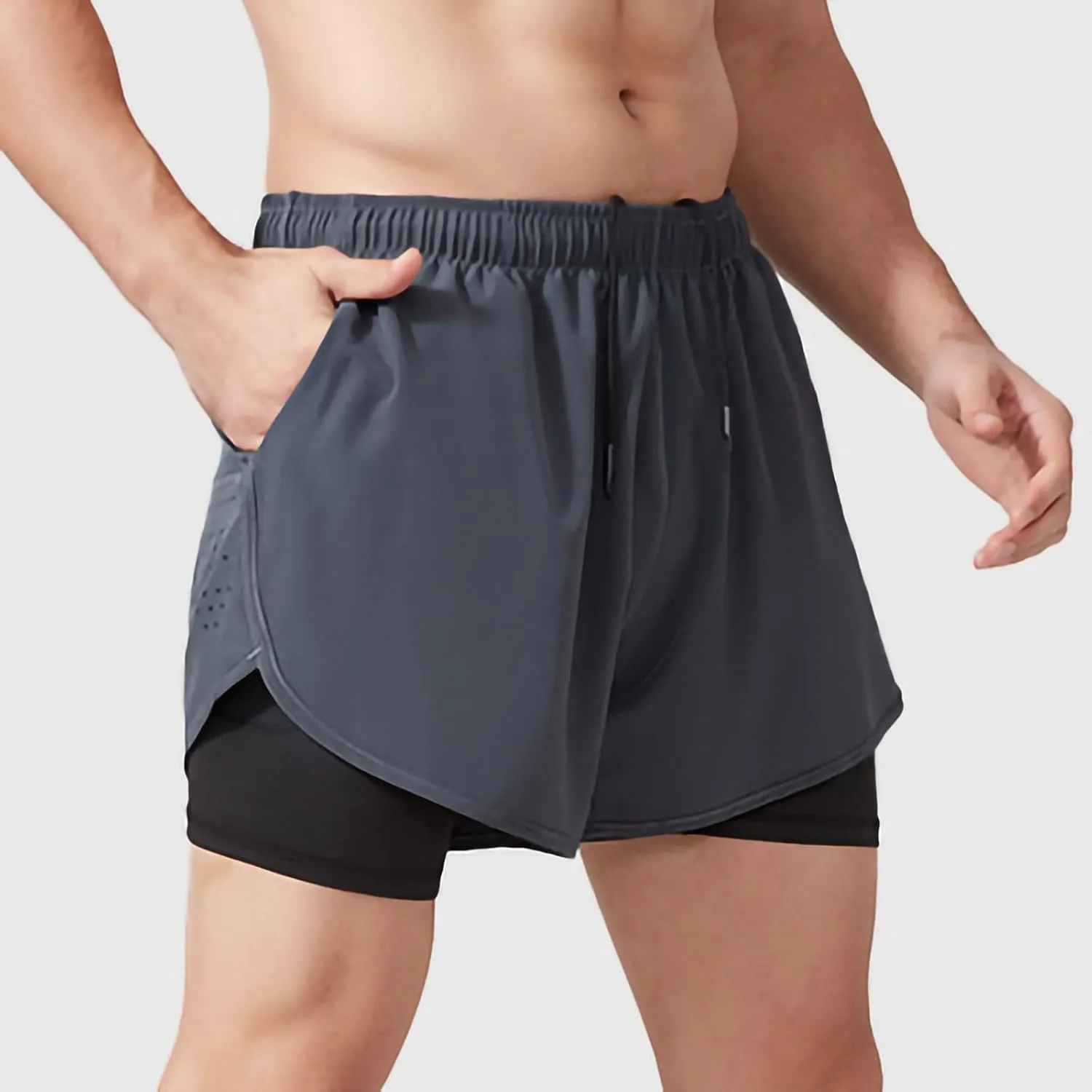 Mens Shorts Workout Running Sport Beach Summer Pant Drawstring Loose Fit Casual Trousers with Pocket