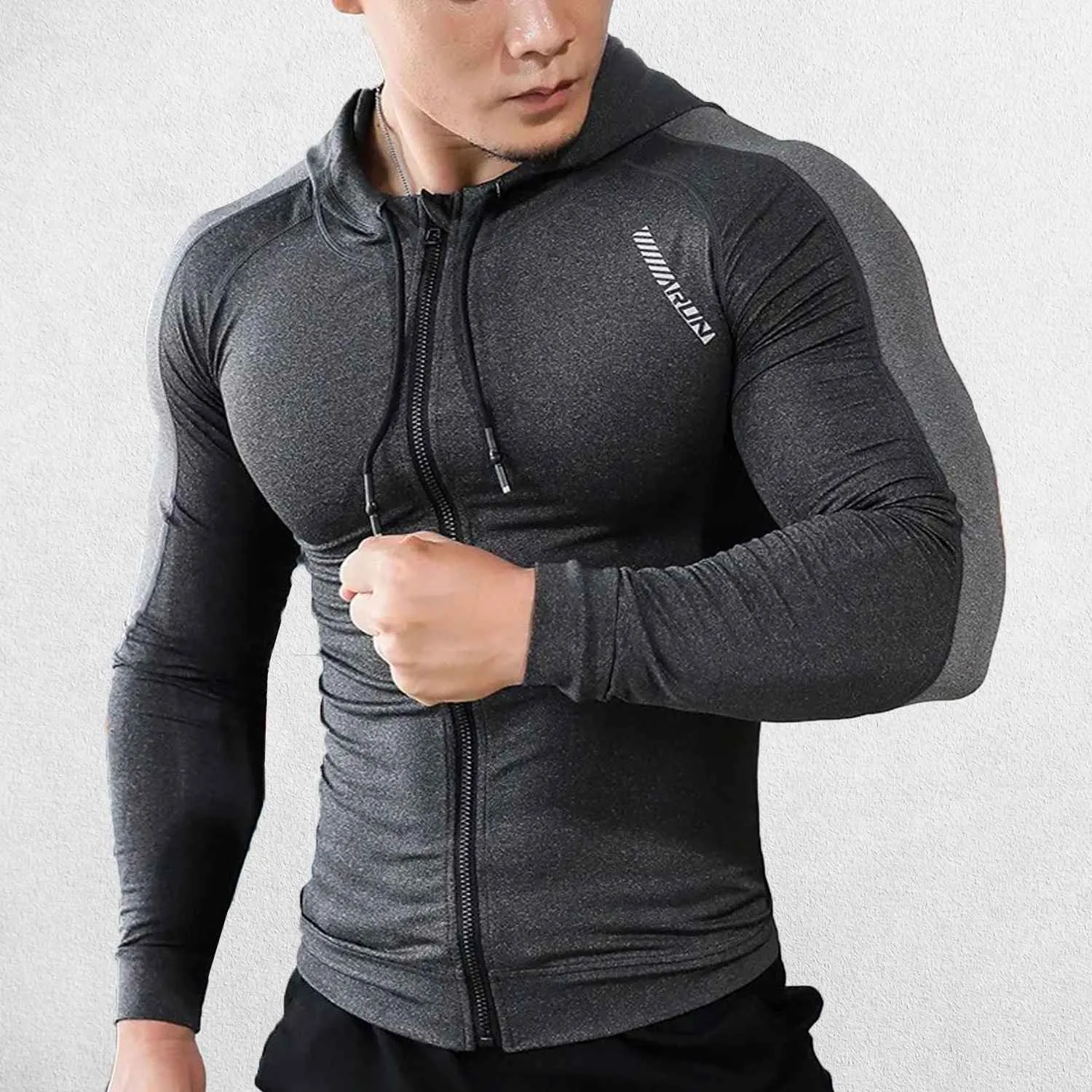Men’s Slim-Fit Quick-Dry Compression Hoodie for Gym, Running, and Fitness