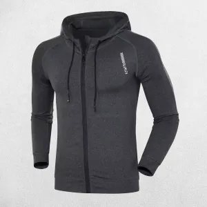 Men’s Slim-Fit Quick-Dry Compression Hoodie for Gym, Running, and Fitness
