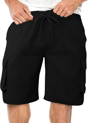 Mens Summer Shorts Drawstring Wide Leg Breathable Elastic Waistband Trunks Breathable Running Shorts