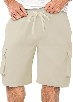 Mens Summer Shorts Drawstring Wide Leg Breathable Elastic Waistband Trunks Breathable Running Shorts