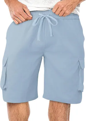 Mens Summer Shorts Drawstring Wide Leg Breathable Elastic Waistband Trunks Breathable Running Shorts
