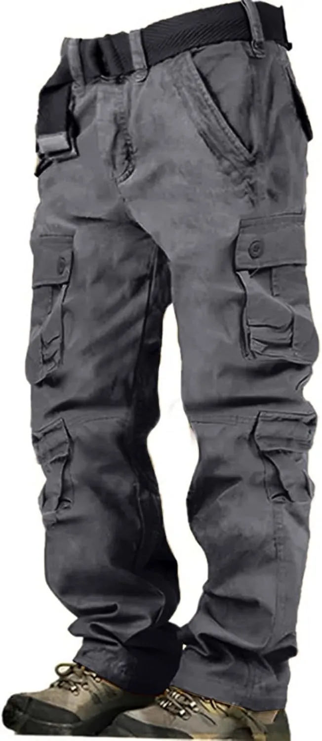 Men's Tactical Pants Water Resistant - Relaxed Fit Cargo Work Pants with Multi-Pockets, Ripstop Fabric, Flexible