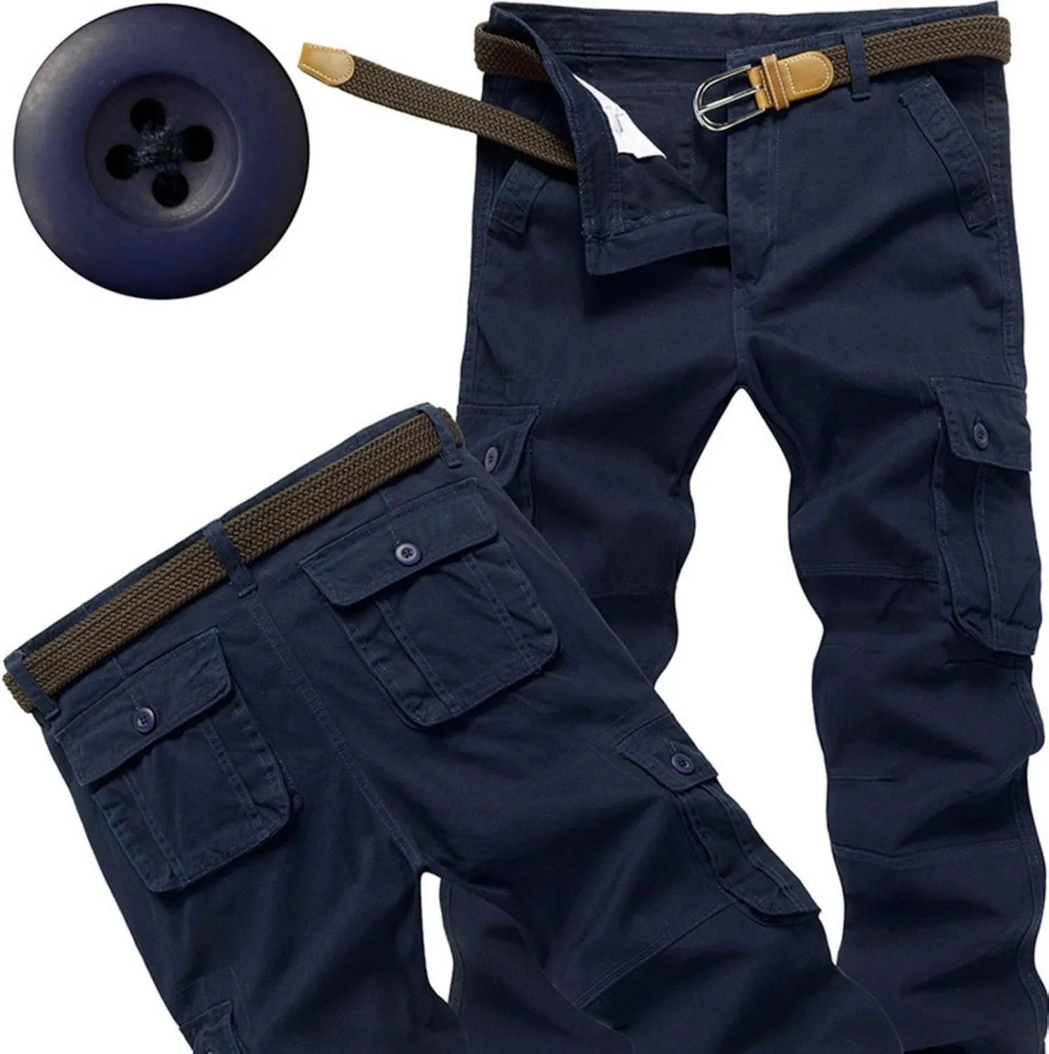 Men's Tactical Pants Water Resistant - Relaxed Fit Cargo Work Pants with Multi-Pockets, Ripstop Fabric, Flexible