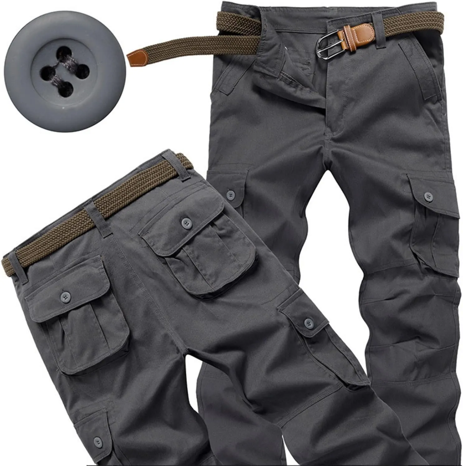 Men's Tactical Pants Water Resistant - Relaxed Fit Cargo Work Pants with Multi-Pockets, Ripstop Fabric, Flexible