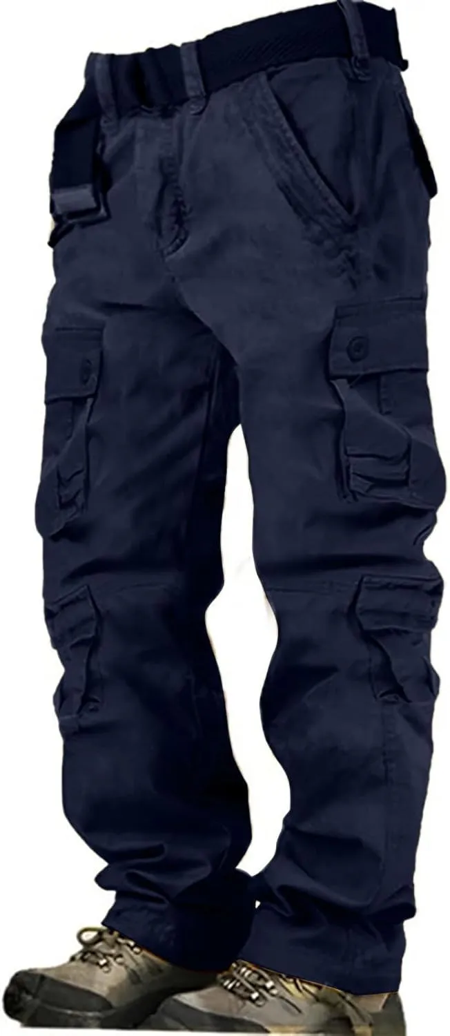 Men's Tactical Pants Water Resistant - Relaxed Fit Cargo Work Pants with Multi-Pockets, Ripstop Fabric, Flexible