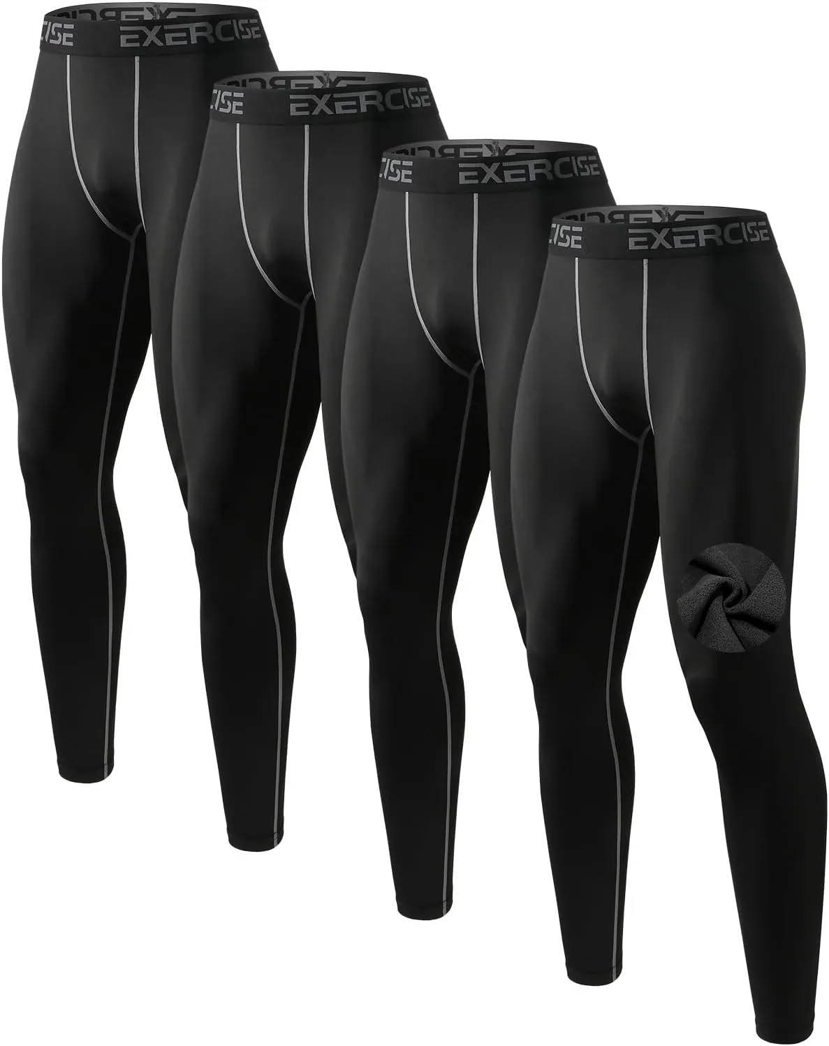 Men’s Thermal Compression Fleece Lined Pants Athletic Leggings Baselayer Cold Weather Workout Sports Running Tights