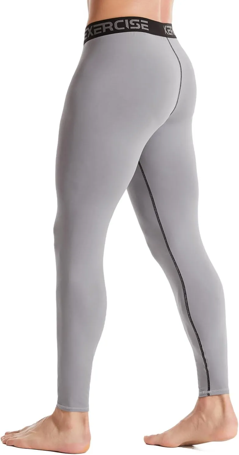 Men’s Thermal Compression Fleece Lined Pants Athletic Leggings Baselayer Cold Weather Workout Sports Running Tights