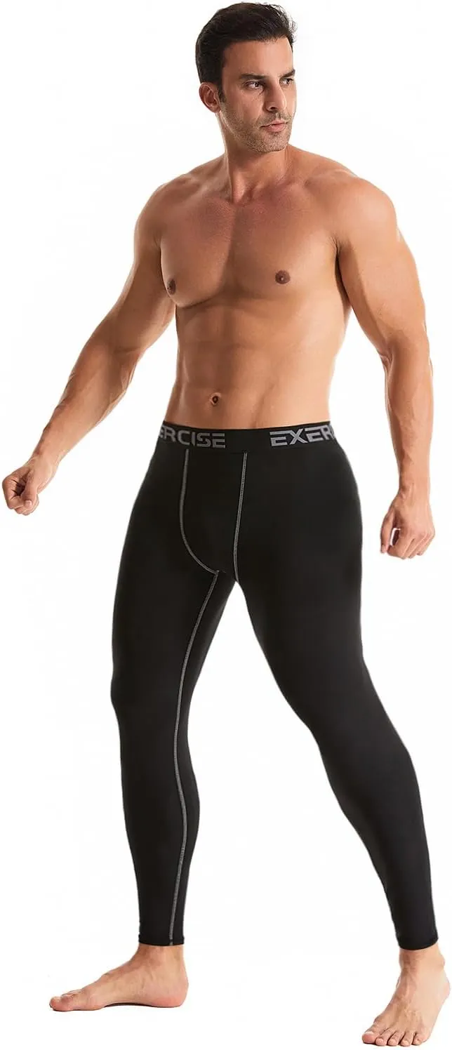 Men’s Thermal Compression Fleece Lined Pants Athletic Leggings Baselayer Cold Weather Workout Sports Running Tights
