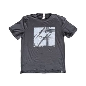 Men's Track Repeat Performance Tech Short Sleeve - Heather Black/White Foldover Woven Square Patch w/ Black Gazelle