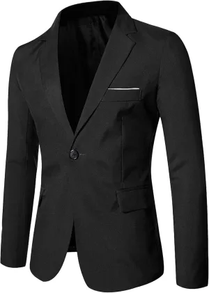 Mens Two Button Lightweight Sport Coat Slim Fit Business Casual Suit Lightweight Trendy Blazer Jacket