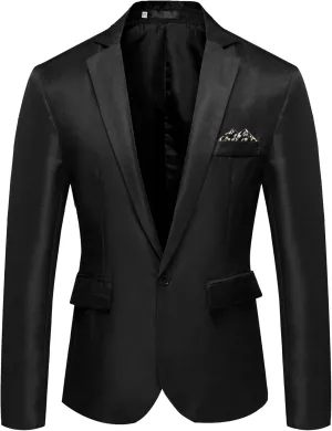 Mens Two Button Lightweight Sport Coat Slim Fit Business Casual Suit Lightweight Trendy Blazer Jacket