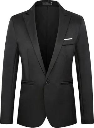 Mens Two Button Lightweight Sport Coat Slim Fit Business Casual Suit Lightweight Trendy Blazer Jacket