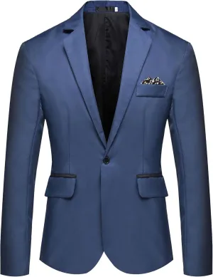 Mens Two Button Lightweight Sport Coat Slim Fit Business Casual Suit Lightweight Trendy Blazer Jacket