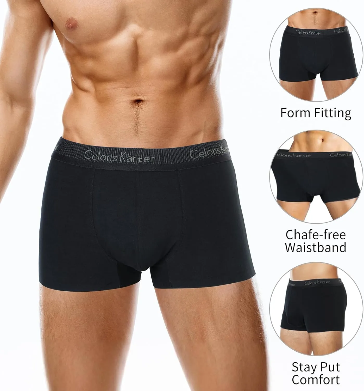 Men's Underwear Boxer Briefs, Cotton Stretch Moisture-Wicking Underwear,3 Pack