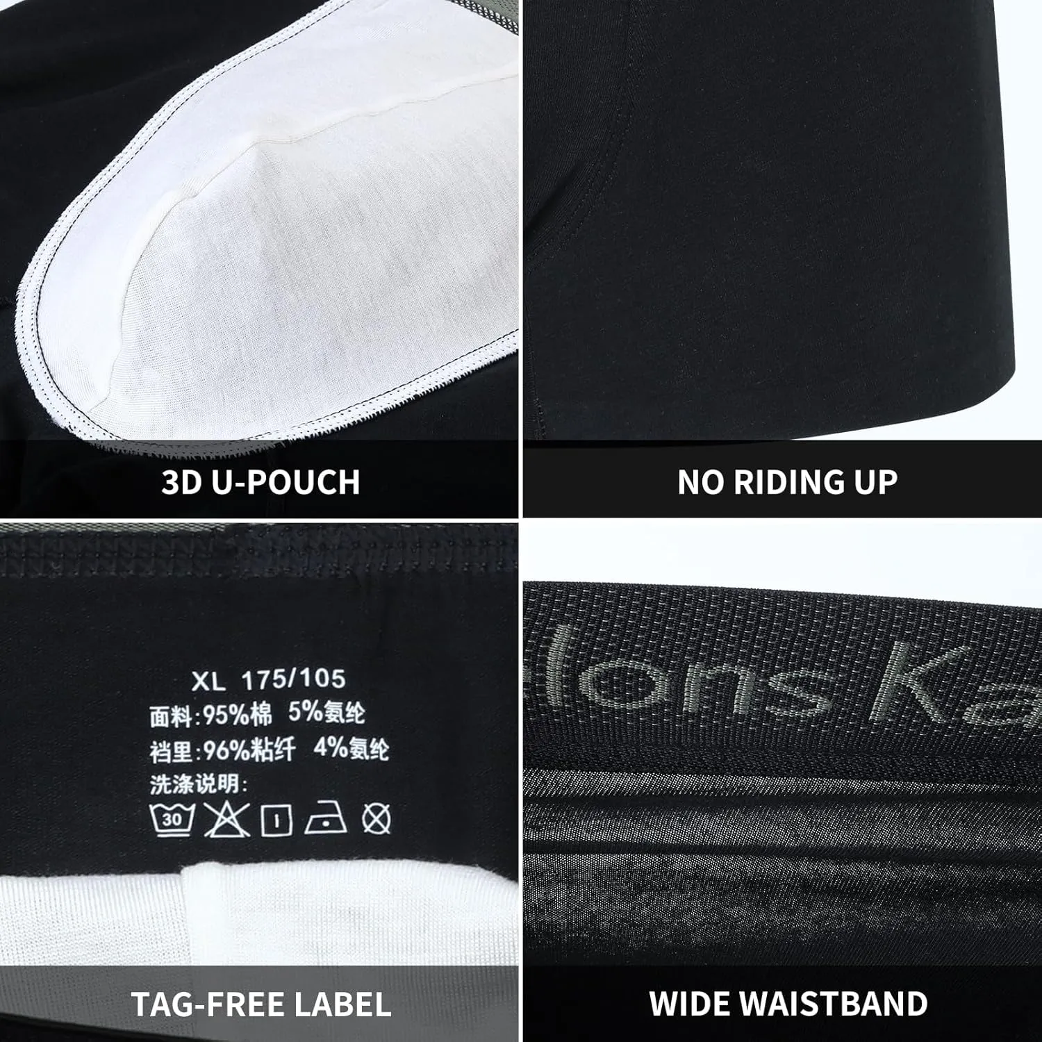 Men's Underwear Boxer Briefs, Cotton Stretch Moisture-Wicking Underwear,3 Pack
