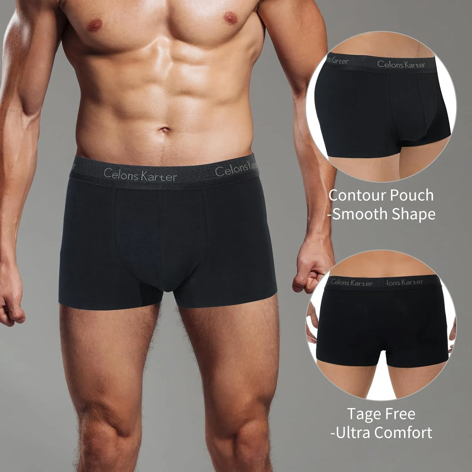 Men's Underwear Boxer Briefs, Cotton Stretch Moisture-Wicking Underwear,3 Pack