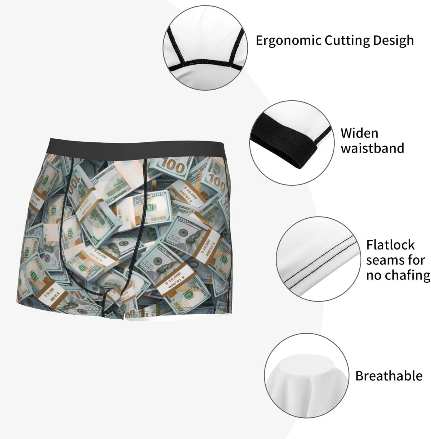 Men's Underwear Boxer Briefs Soft Breathable Trunks Underwear