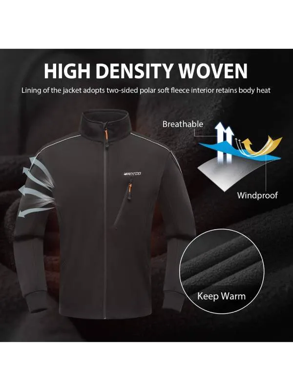 Men's Waterproof Fleece Jacket Running Jacket Windproof Warm Coat