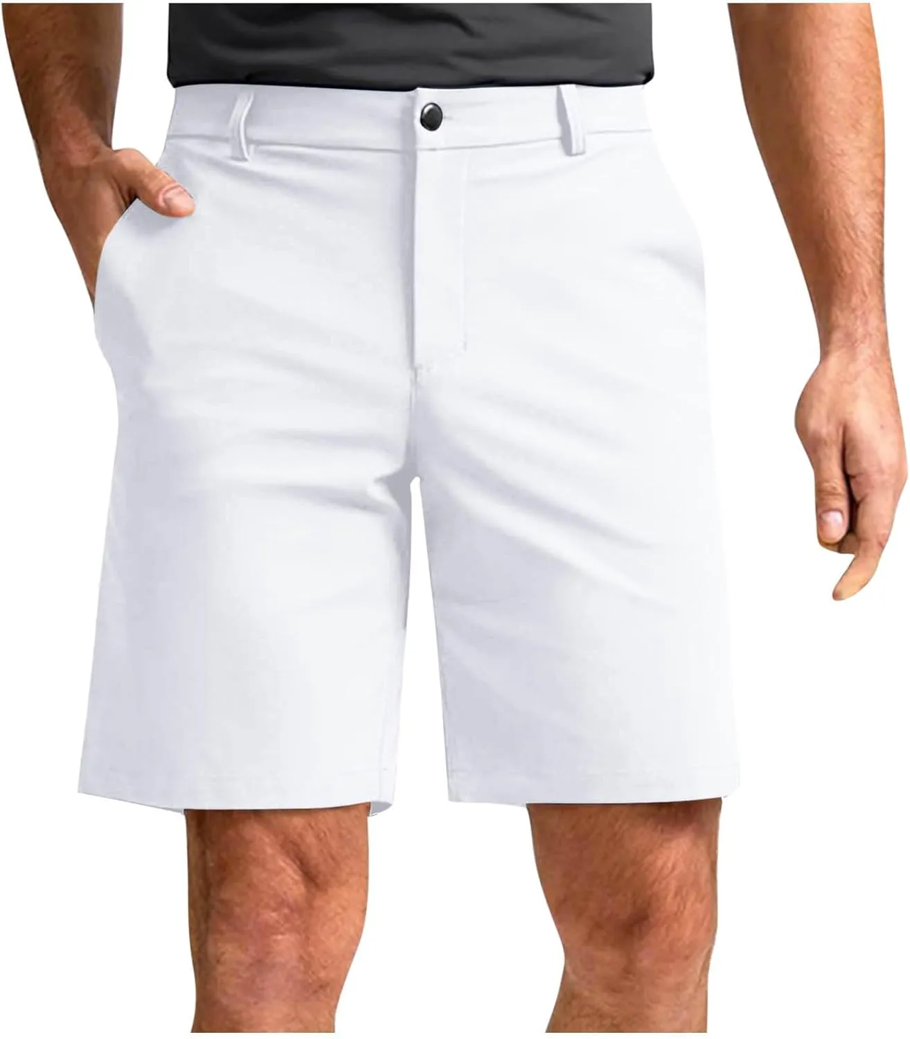 Men's Workout Gym Shorts Casual Cotton Stretch Drawstring Summer Beach Chino Golf Shorts with Pocket