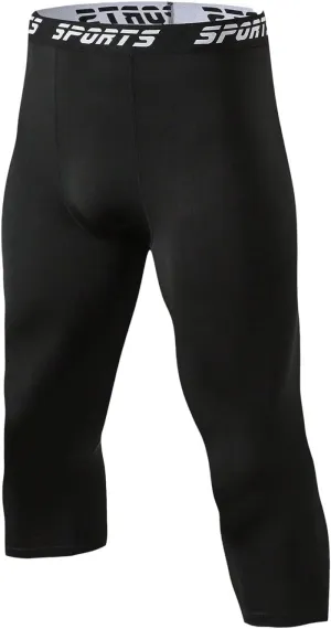Mens Yoga Pants Seamless High Waisted Stretchy Gym Leggings Tights Running Sports Workout Cropped Compression Pants