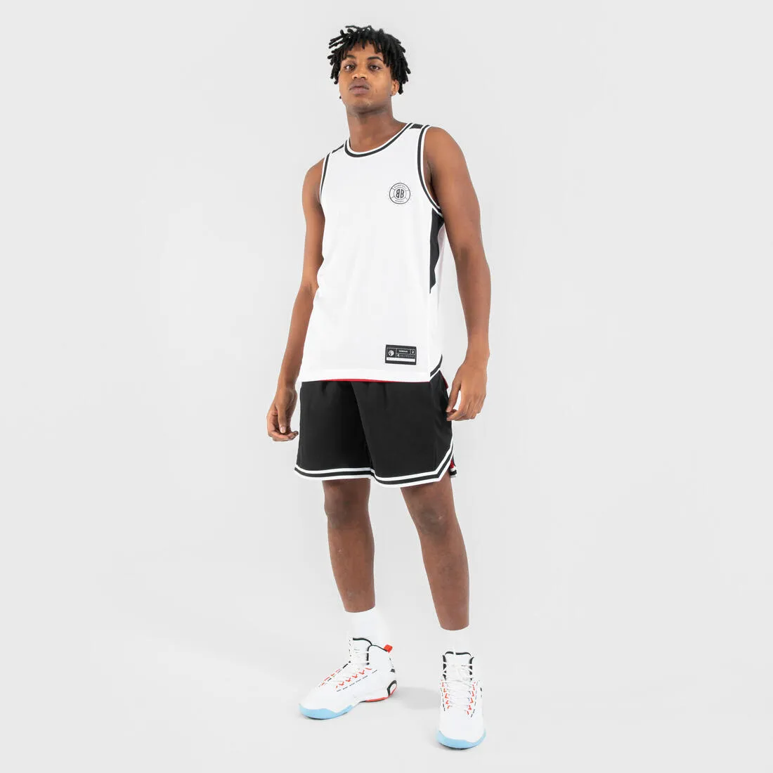 Men's/Women's Reversible Sleeveless Basketball Jersey T500R - Grey/Black Buzzer